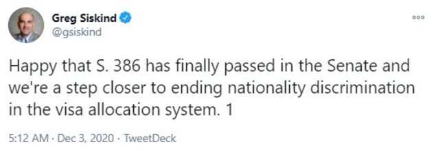 US Senate passes S.386 bill, eliminates country cap for employment based green cards - Times of India