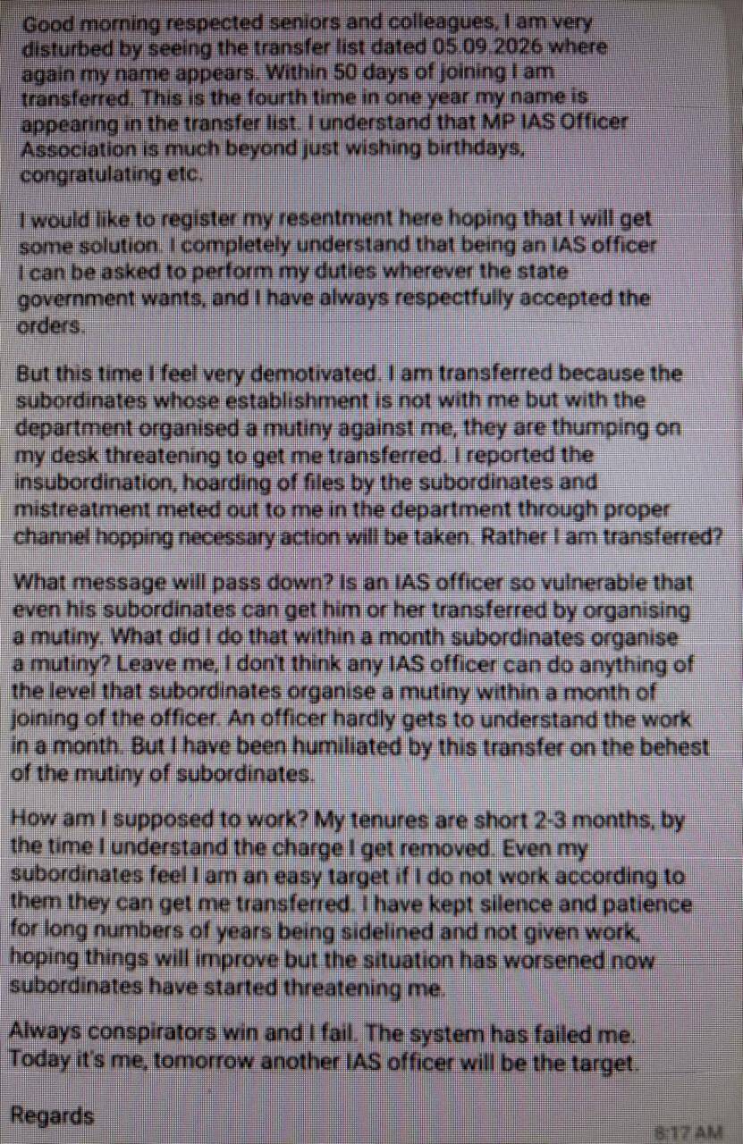WhatsApp post on IAS WhatsApp group