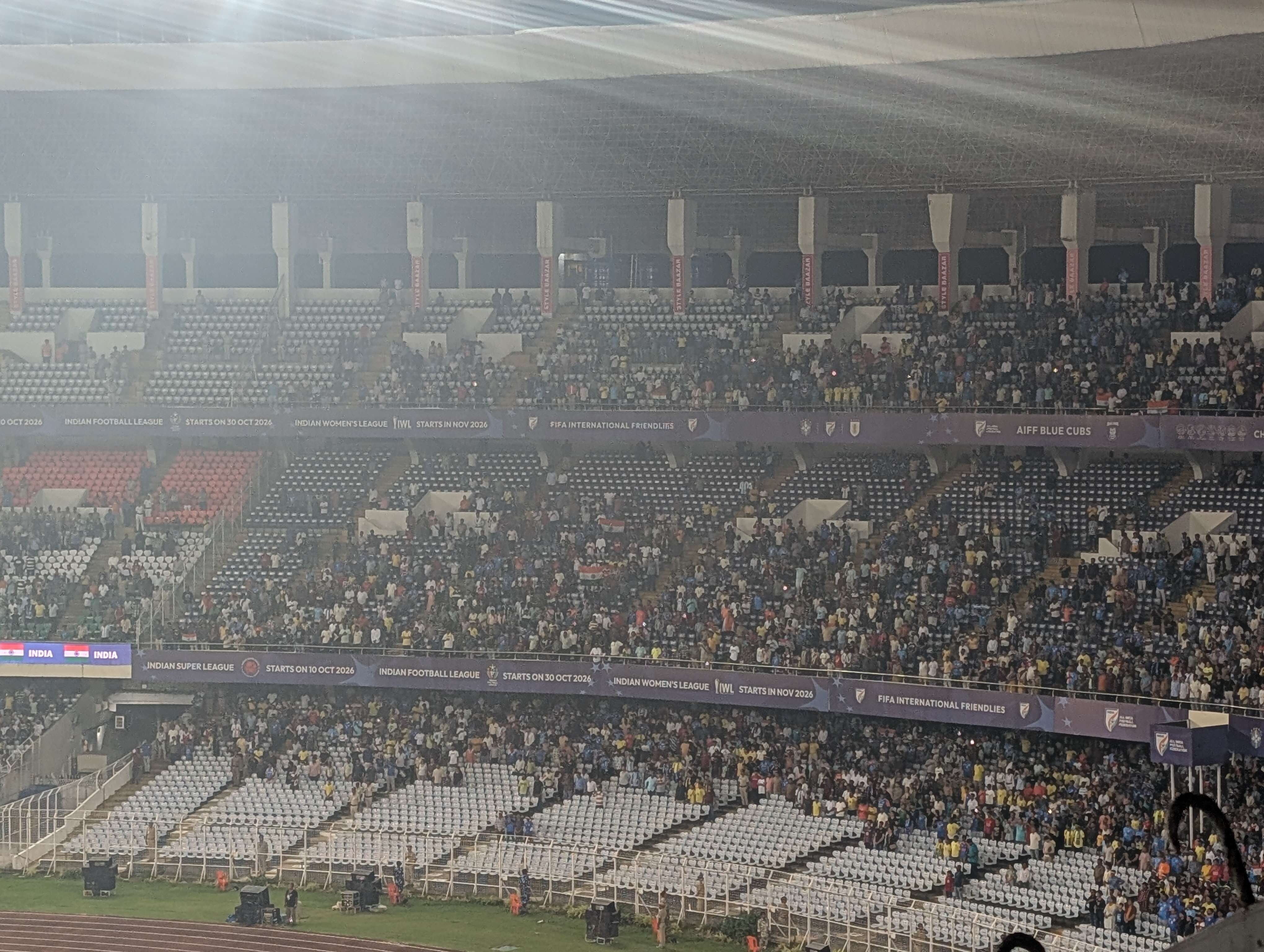 There were large swathes of empty seats across the 85,000-seater stadium.