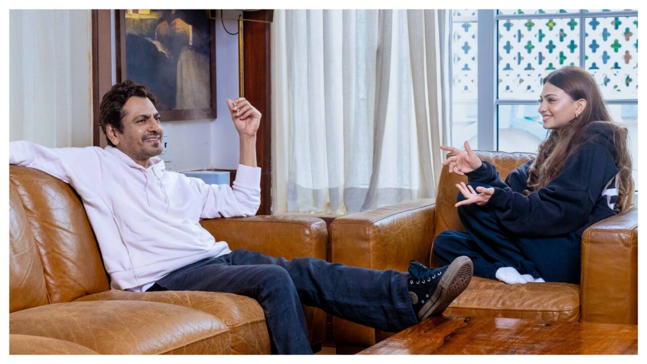 Nawazuddin Siddiqui poses with daughter Shora as she makes her interview debut with Bombay Times<br>