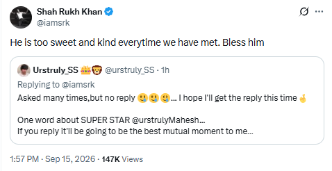 Shah Rukh Khan's X post