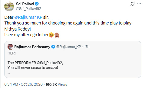 Sai Pallavi's X post