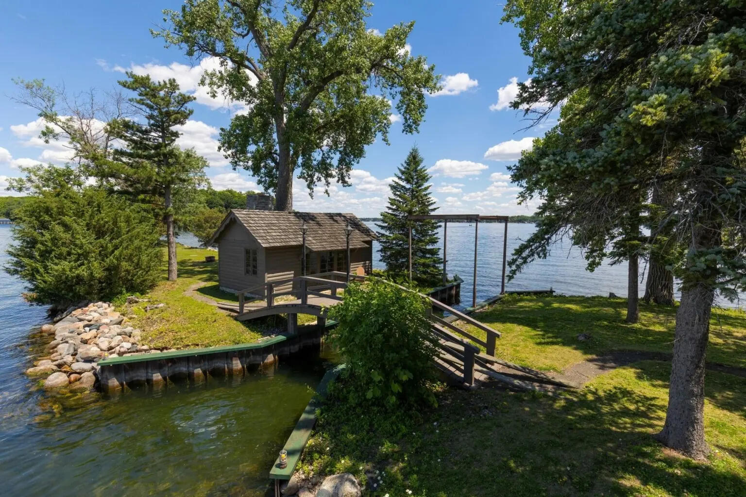 The Lake Minnetonka compound includes a waterfront gazebo, tower, guest cabin and main house.