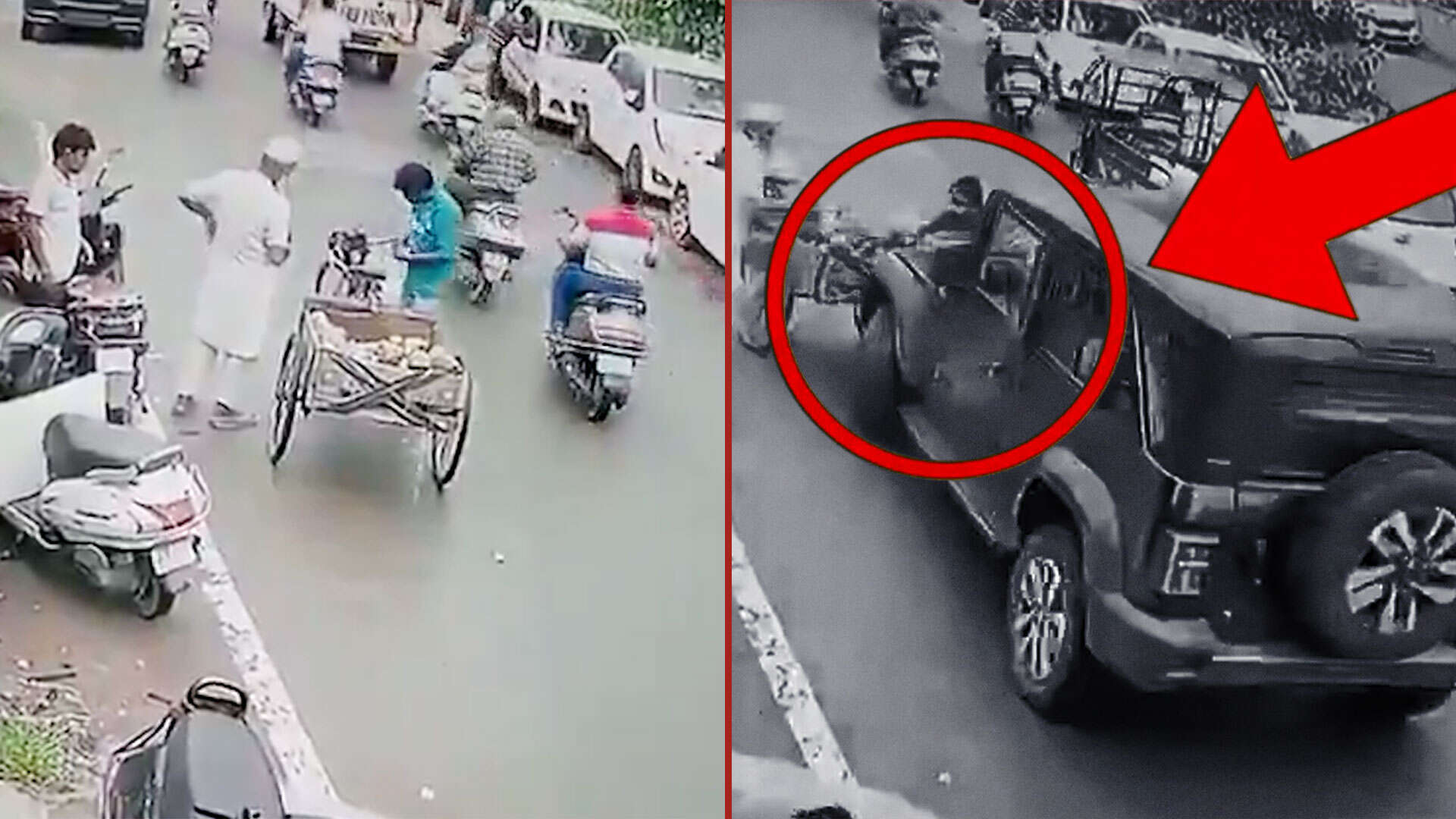 Punjab Gangster's Thar Rams Coconut Seller During Police Chase, CCTV Captures Entire Incident