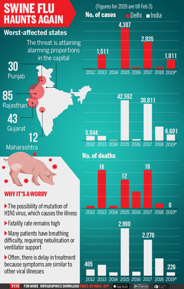 Infographic Swine Flu Death Toll Touches 226 Over 6000 Positive Cases Times Of India 