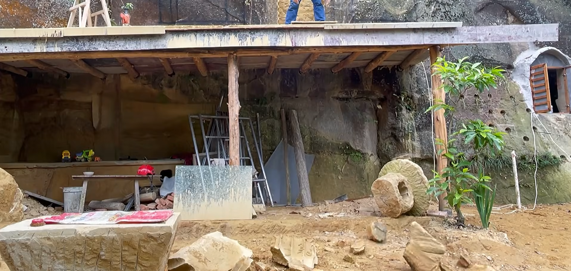 From raw rock to a livable home: The extraordinary project was carried out largely by one man.