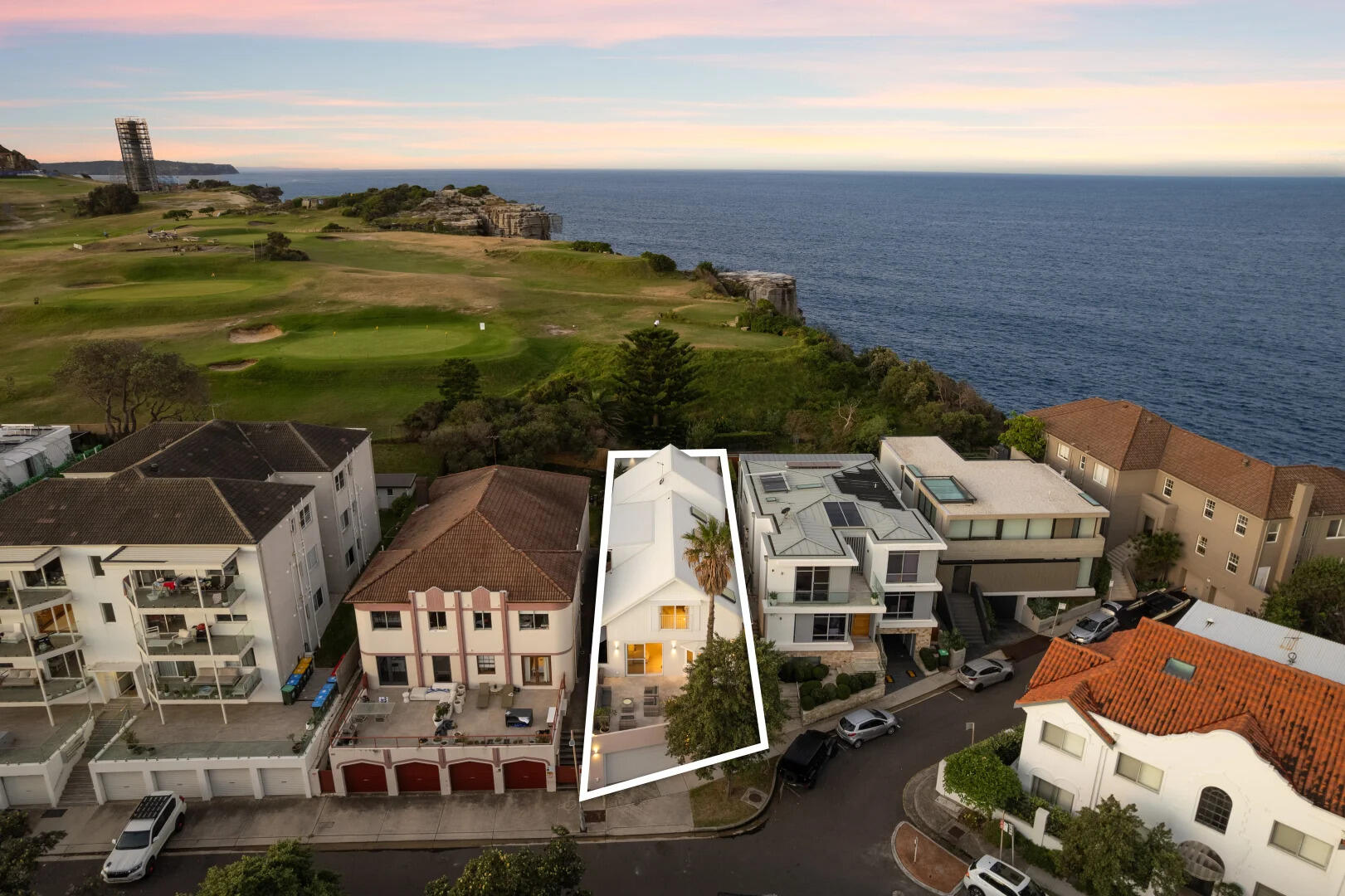 The aerial view of the beach house