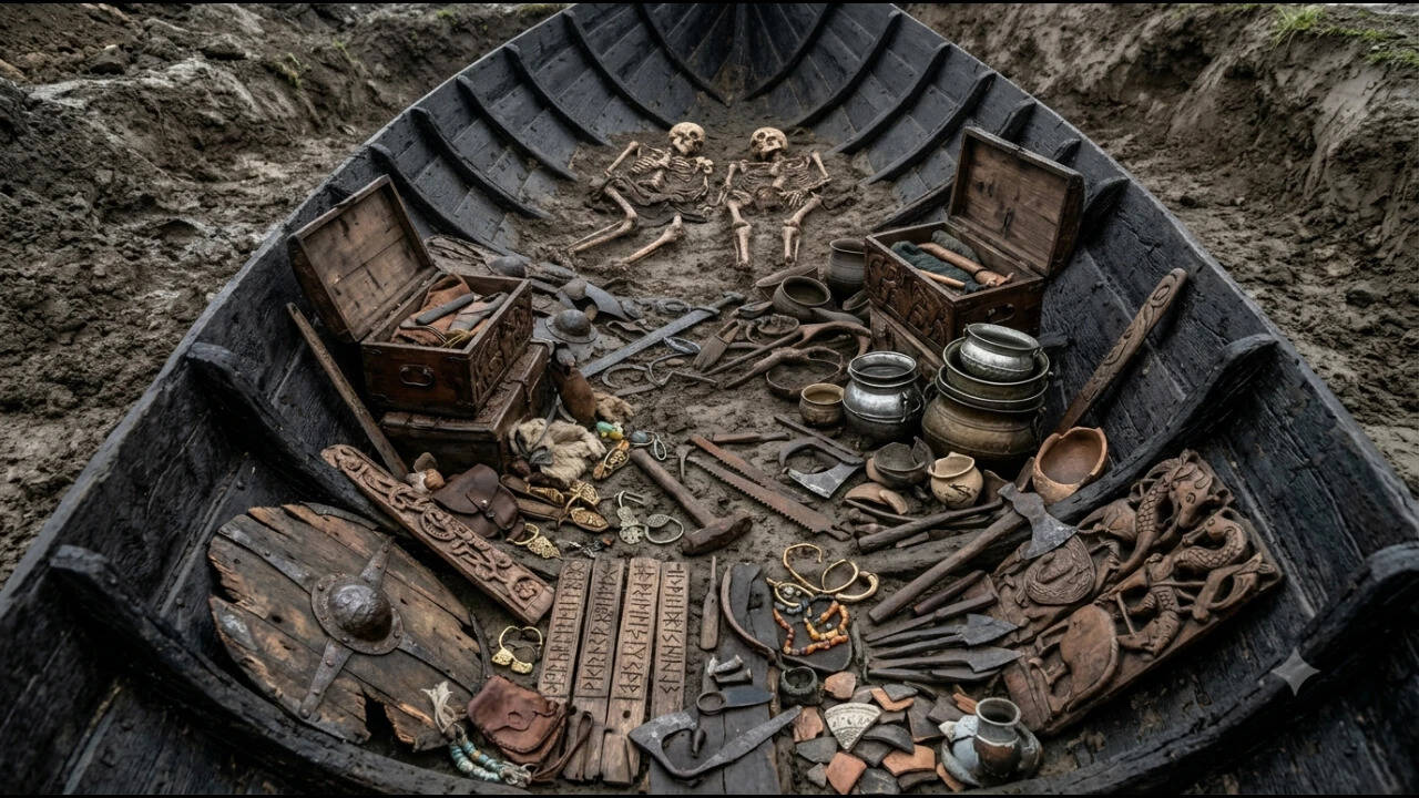 Inside the burial were hundreds of objects from Viking life
