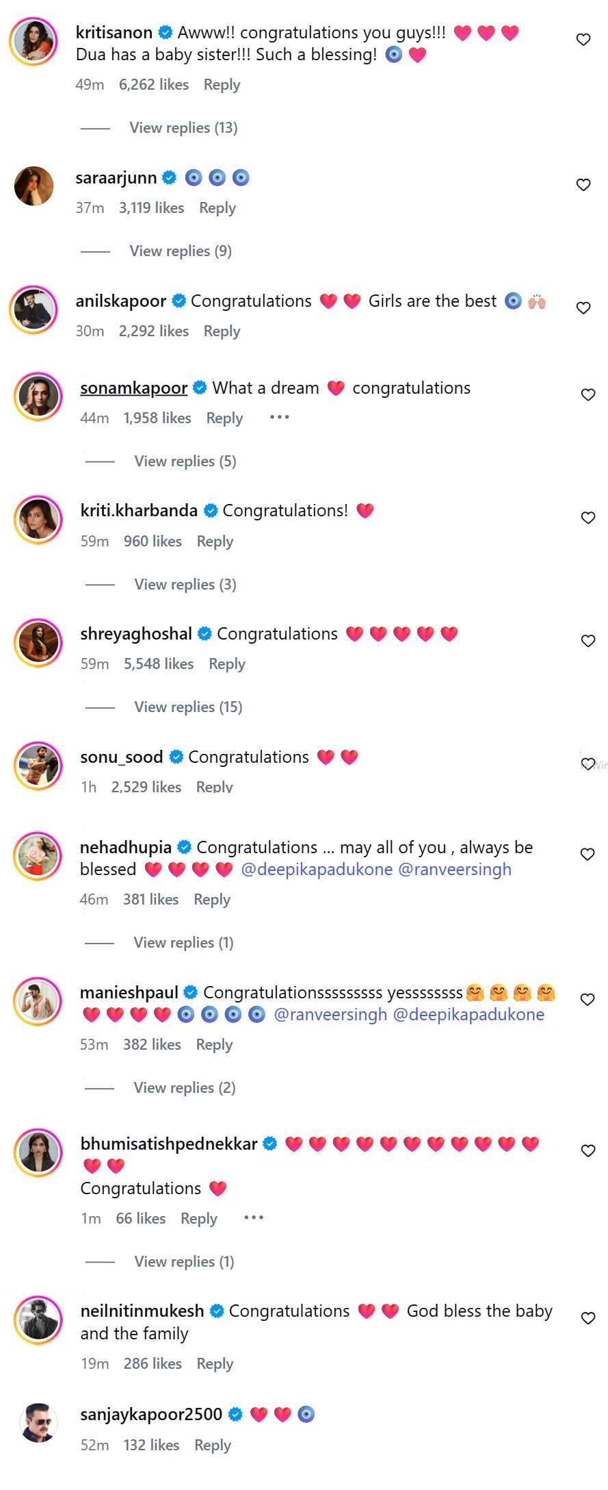Celeb comments