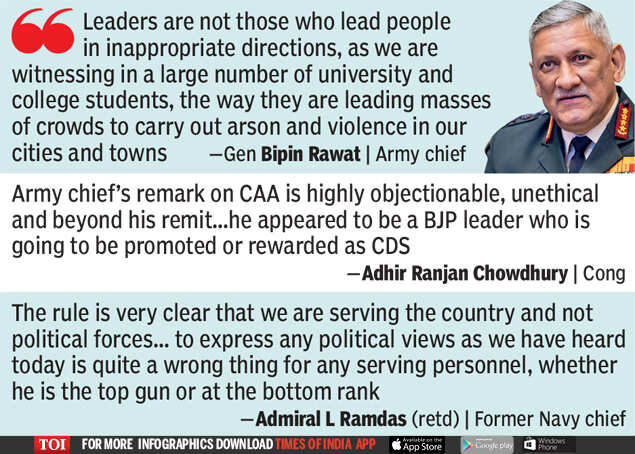 Army chief triggers row with remark on 'arson & violence' | India News