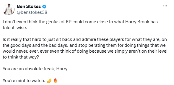 Ben Stokes post<br>