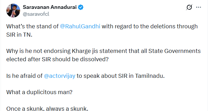 Sarvanan Annadurai X post Sarvanan Annadurai X post