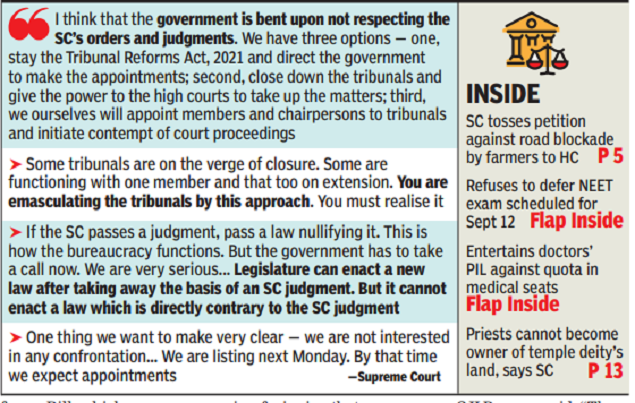 You’re testing our patience, Supreme Court warns government on tribunal appointments