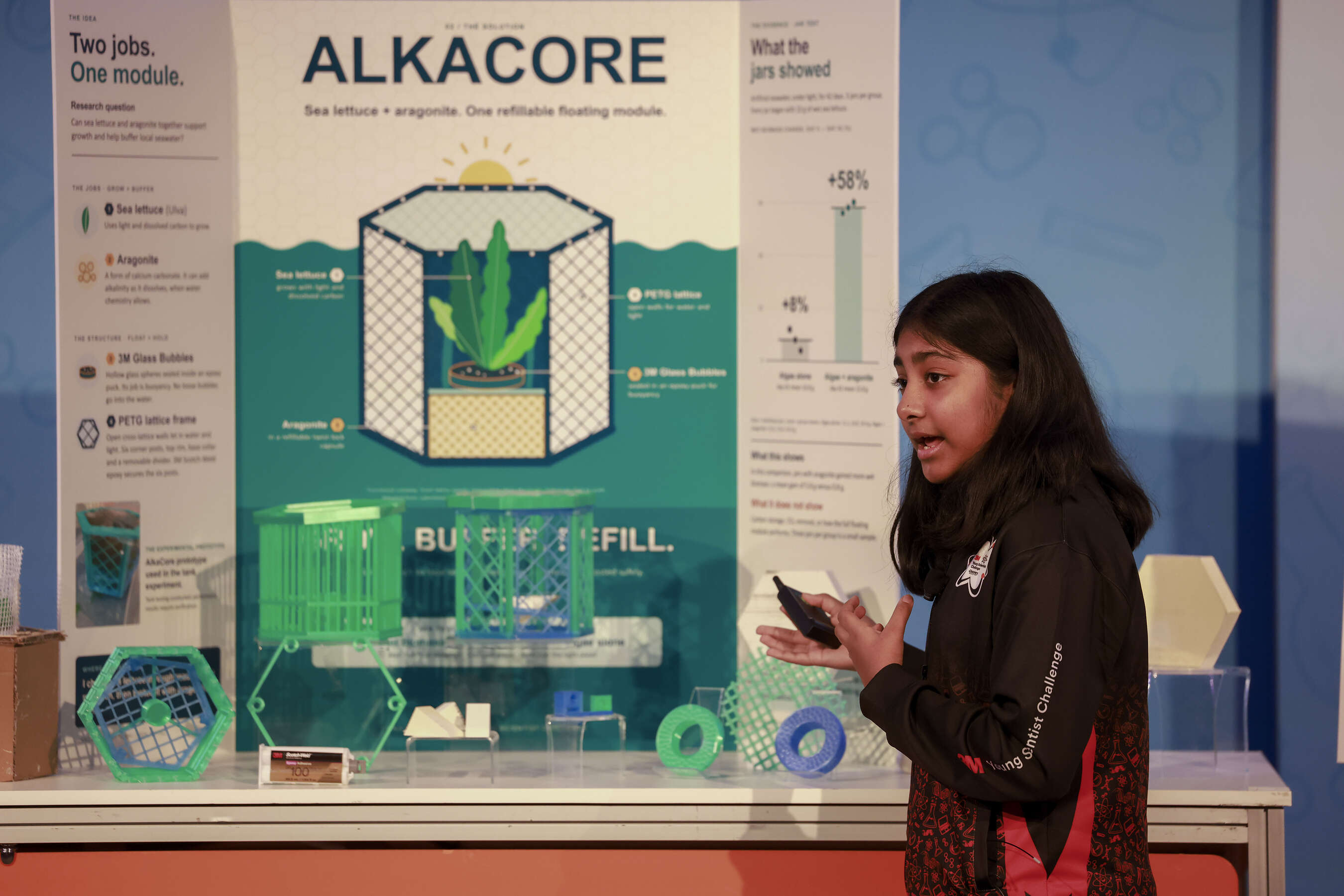 The Connecticut student received $25,000 for developing ALKACORE, a system that combines algae and natural aragonite to address rising carbon dioxide levels in seawater.