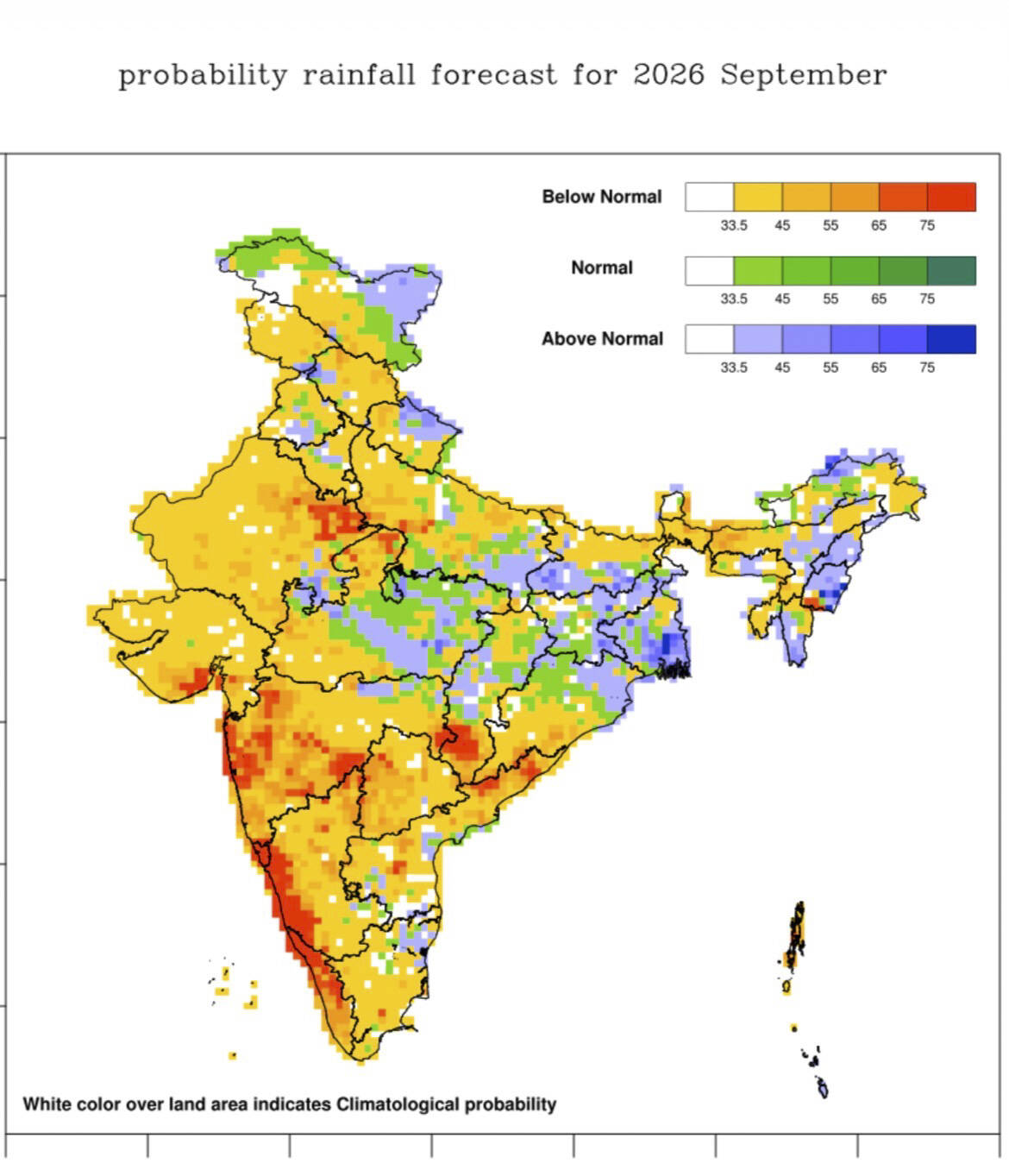 Rainfall forecast for September 2026
