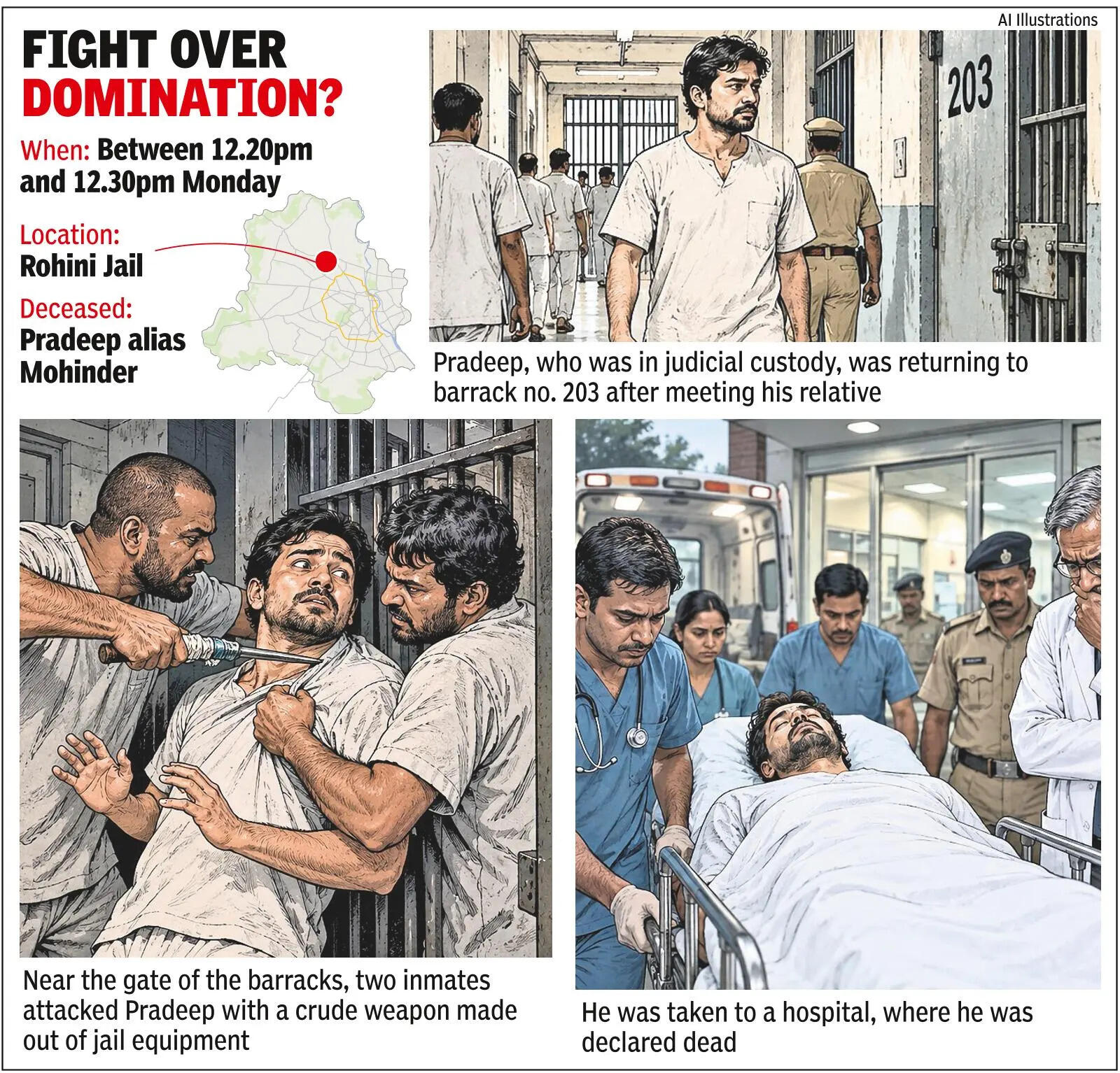 Two inmates stab undertrial to death inside Rohini jail