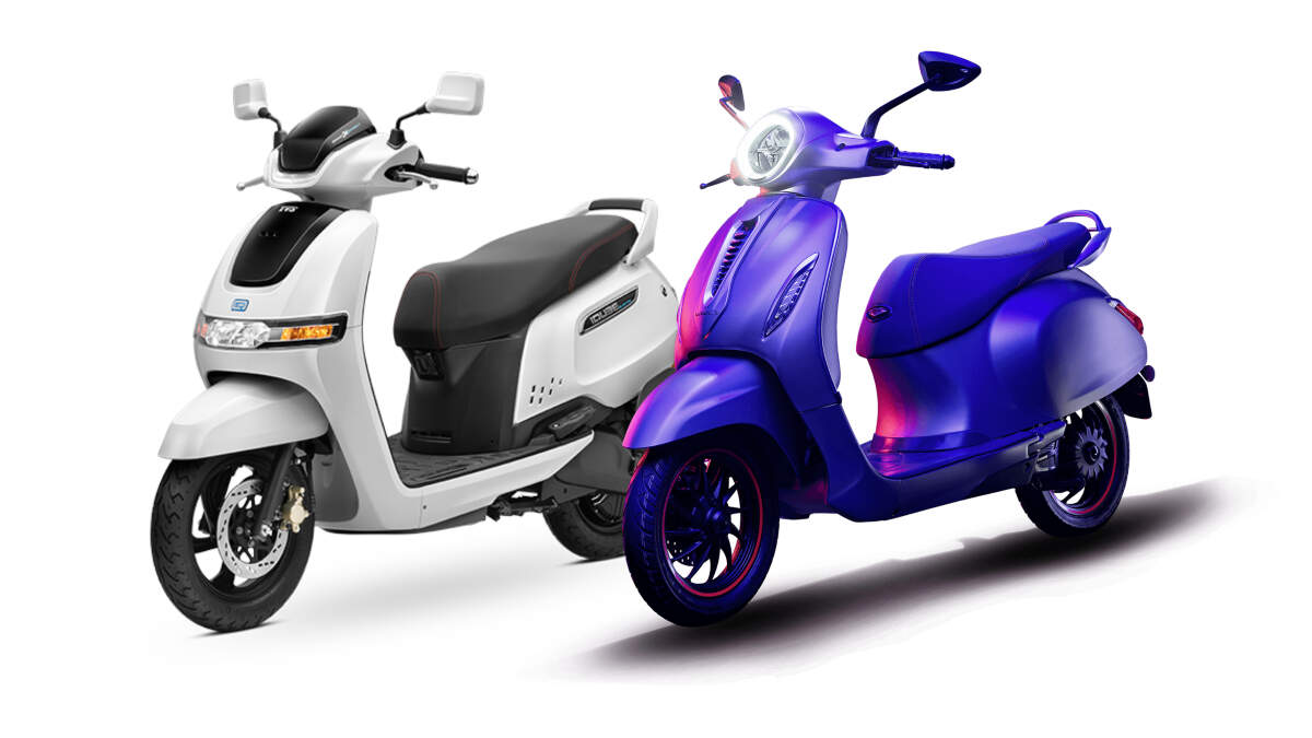 TVS iQube (left) and Bajaj Chetak Electric (right)