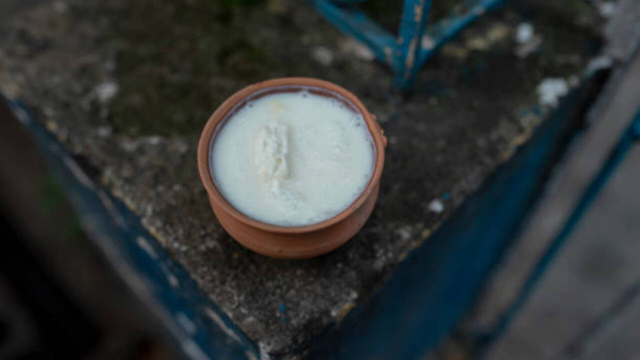 Step-by-step process of making curd at home