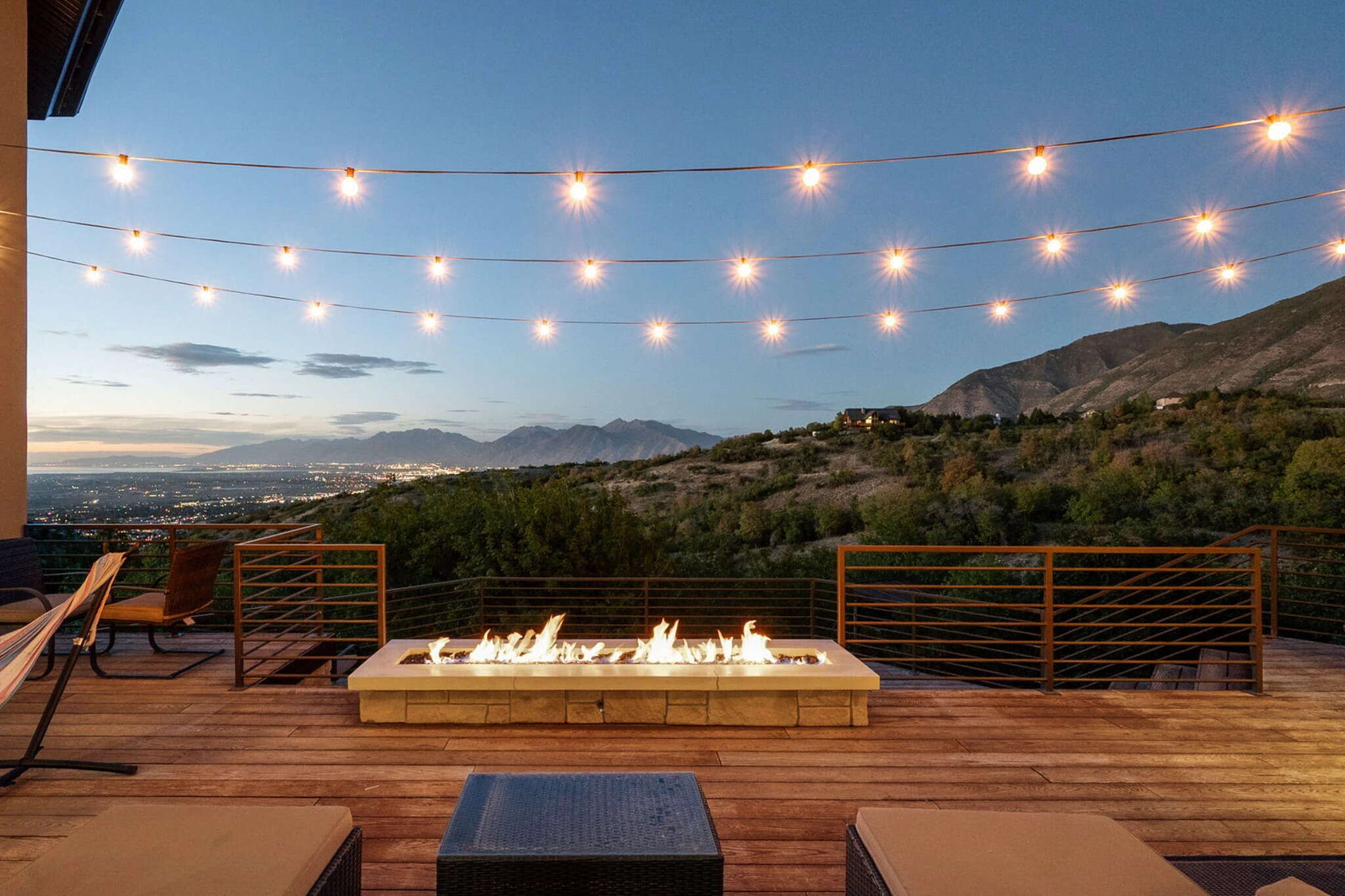 The outdoor fireplace