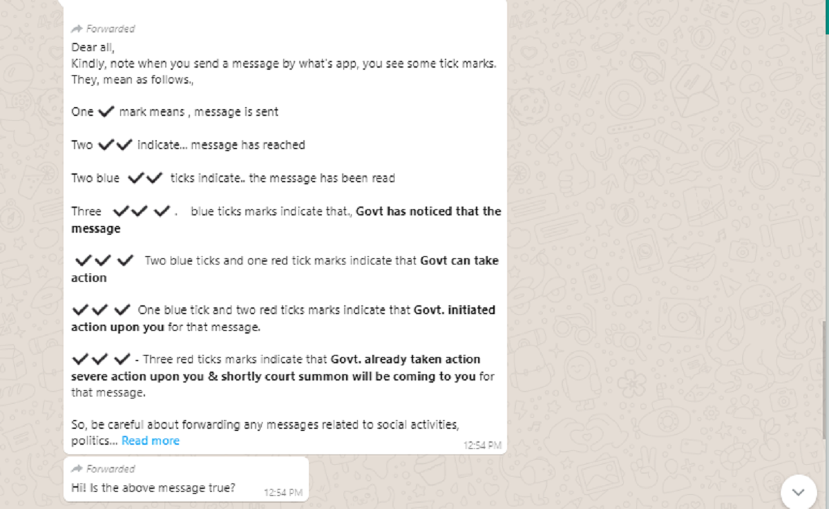 Fake Alert Message Claiming The Government Can Read Whatsapp Chats Untrue Times Of India