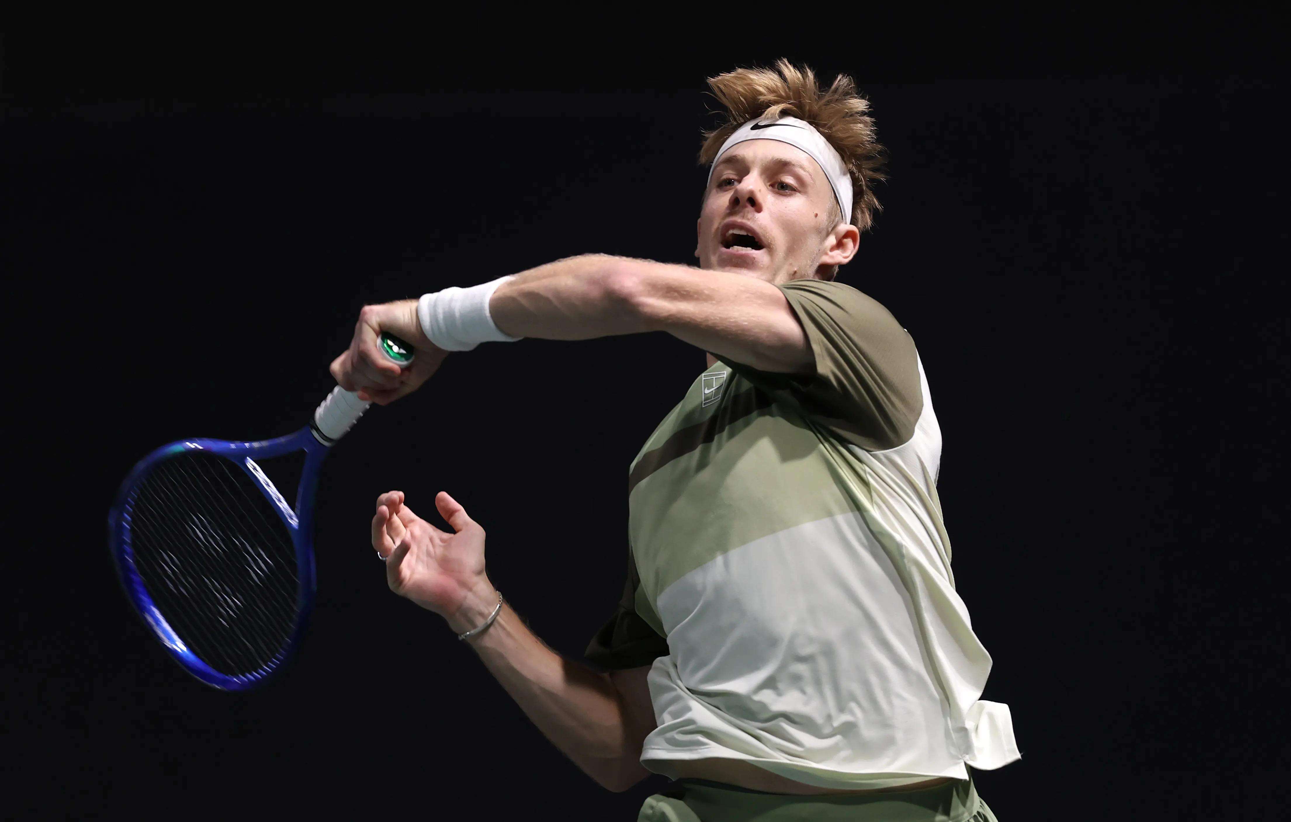 Denis Shapovalov against Joao Fonseca of Brazil during day two of the Rolex Paris Masters 2025 on October 28, 2025 in Nanterre, France.
