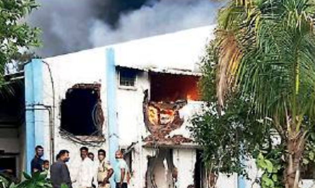 In a picture given by a bystander, the walls of the plant are seen broken to give access to the rescuers