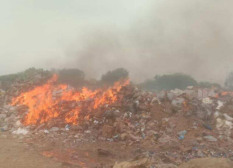 A photograph received from across the border show pile of drugs and other contrabands believed to be lying at Wagah, in flames.