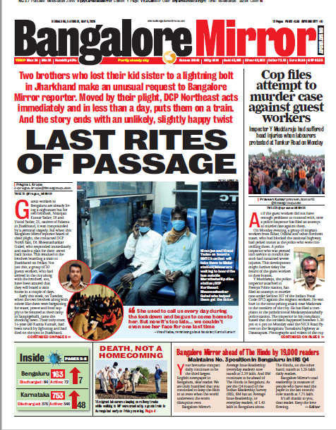 Bangalore Mirror Ahead Of The Hindu By 19,000 Readers