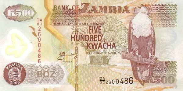 ZAMBIA Value: 500 &amp; 1000  Kwacha, issued by Bank of Zambia<br>