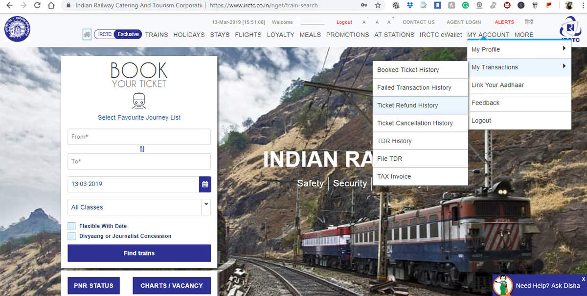 How To Check Irctc Ticket Refund Status