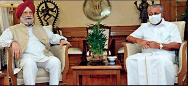 The CM with Union minister Hardeep Singh Puri in New Delhi on Tueday