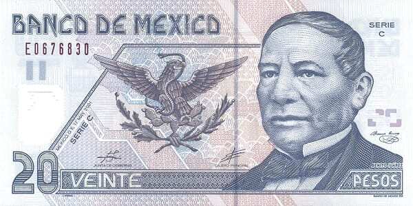 MEXICO Value 20 Pesos, issued by Banco de México<br>