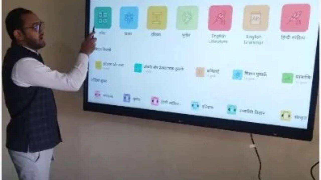 Teacher with aa smart board