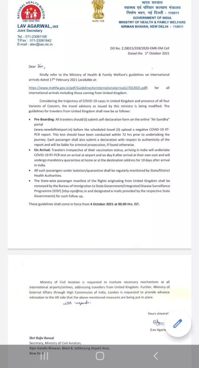 , Covid: India retaliates, slaps 10-day quarantine for all arrivals from UK, The World Live Breaking News Coverage & Updates IN ENGLISH