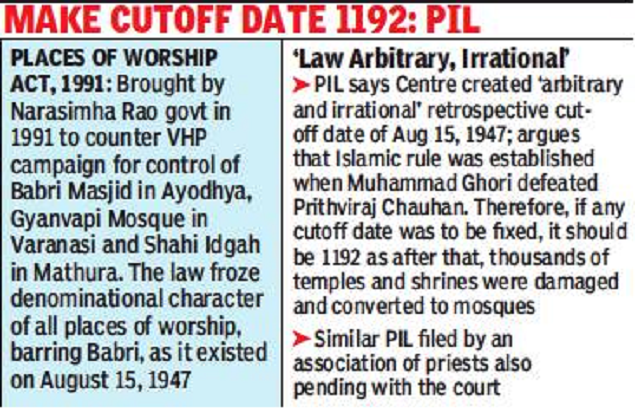 SC seeks the government's response on the validity of the Law on places of worship | India News