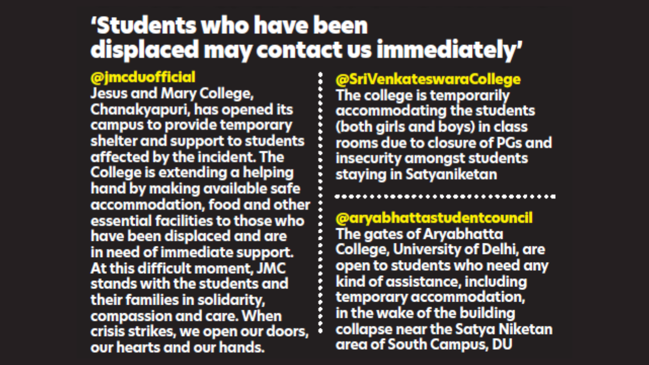 South Campus colleges have opened their doors for students, providing shelter, food and temporary accommodation