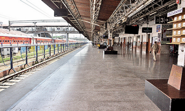 A deserted Patna Junction on Monday