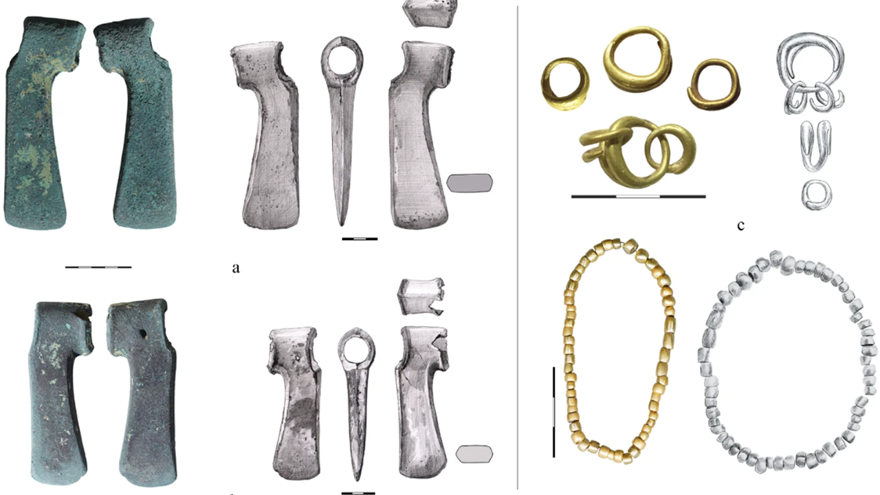 Researchers recovered nine gold beads from the discovery area
