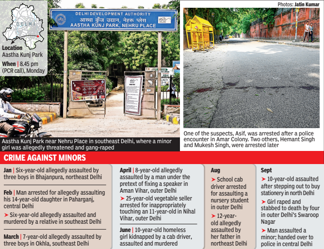 Aastha Kunj Park near Nehru Place in southeast Delhi, where a minorgirl was allegedly threatened and gang-raped<br>