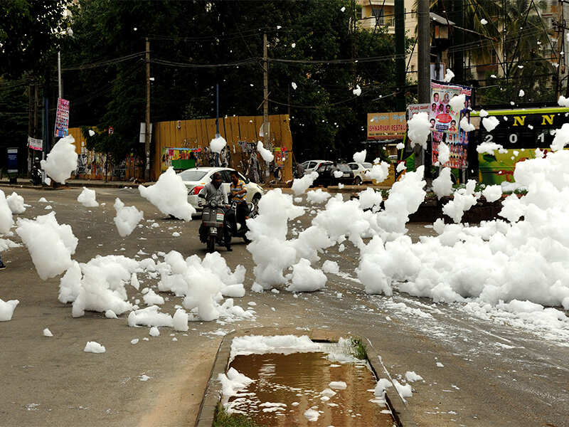 Varthur Lake After Heavy Rain Chemical snowfall In Bengaluru Bengaluru News Times Of India