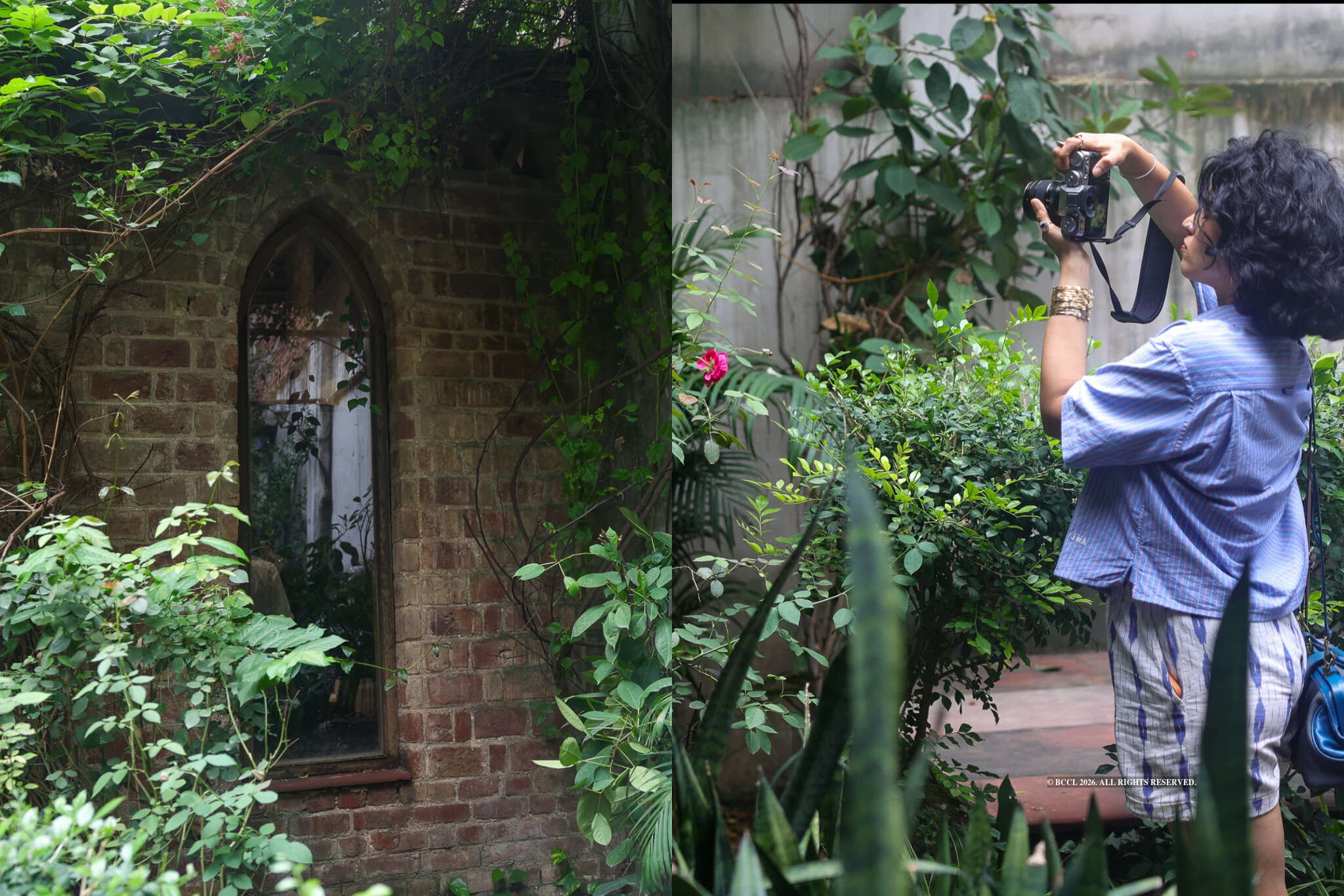 An attendee taking a photo of the first gothic arch of the Red House