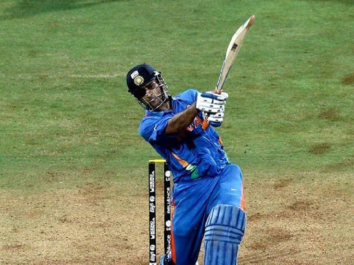 MS Dhoni 2011 world cup helicopter shot