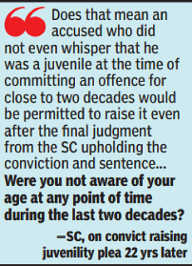 SC: Convict’s right to raise juvenility plea at any time needs rethink