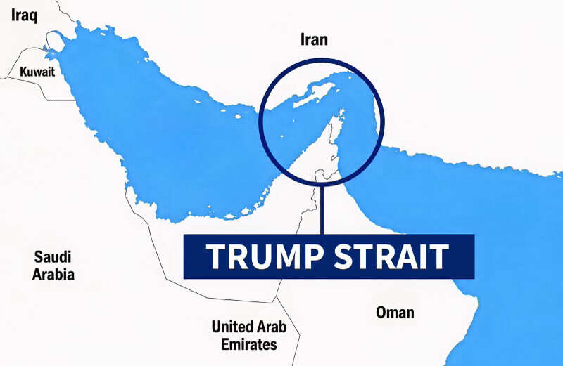 Map of Strait of Hormuz shared by US President Trump