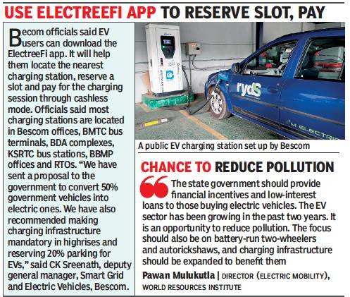 Few takers for electric vehicle charging stations in Bengaluru; Bescom