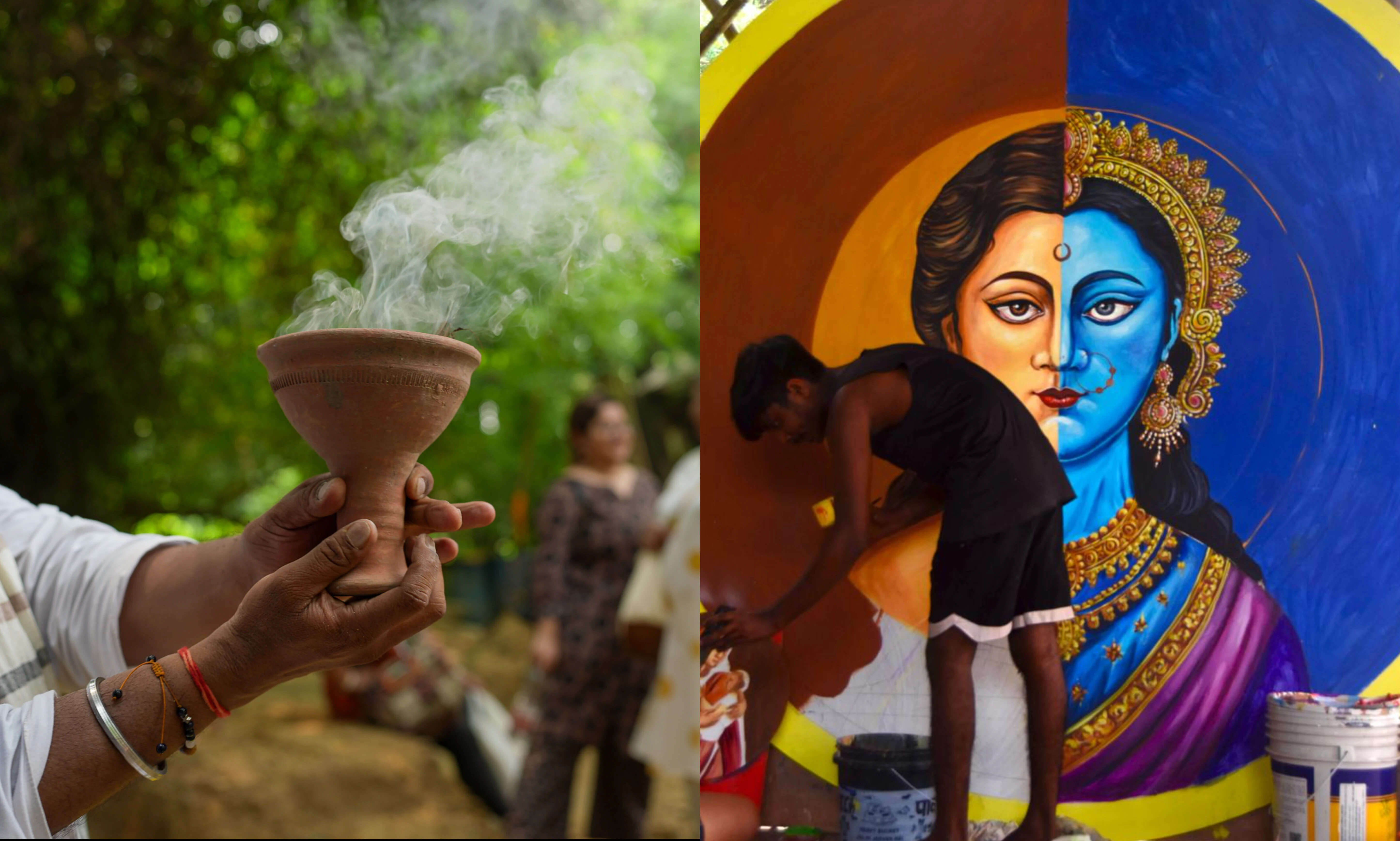 (Left) Artwork of Noida Sector 137’s theme, Jeevan Chakra, explores the eternal cycle of birth, growth, and renewal<br>