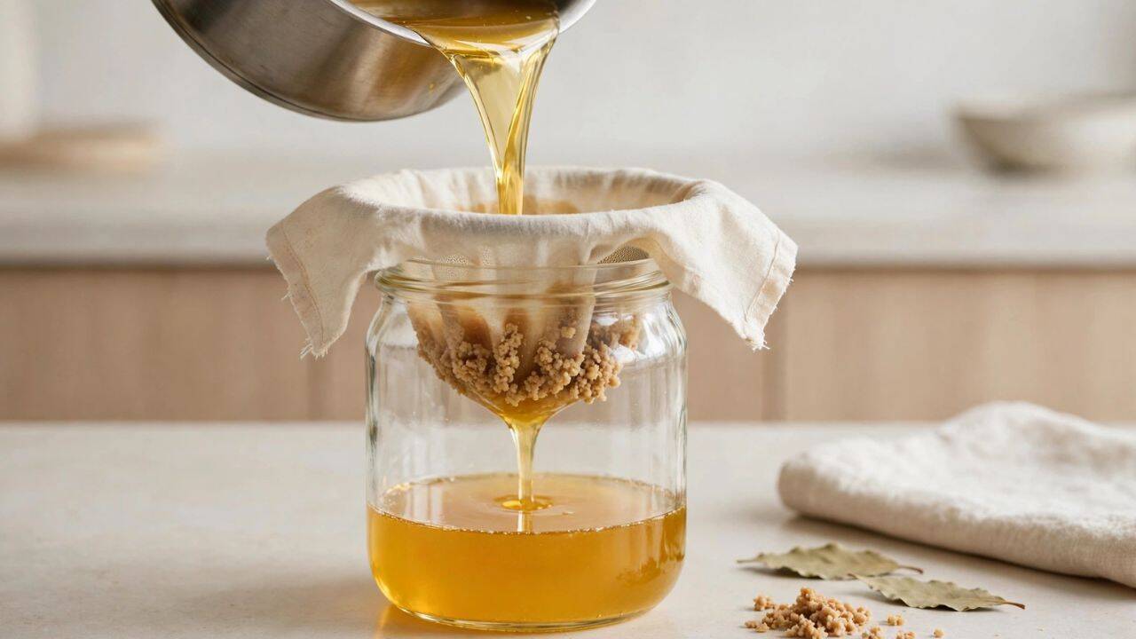 Strain and store the ghee<br>