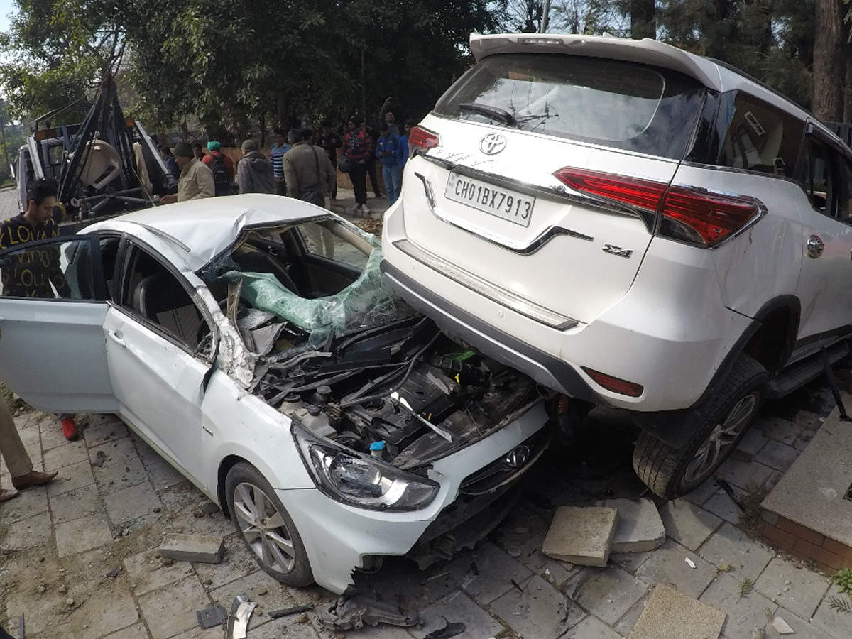 Photos: When SUV landed on parked cars in Chandigarh | Chandigarh News