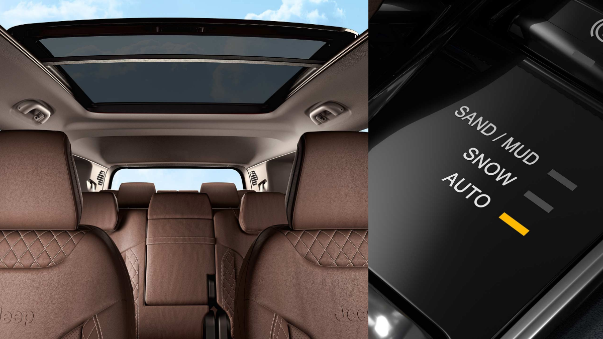 Jeep Meridian panaromic sunroof, terrain modes