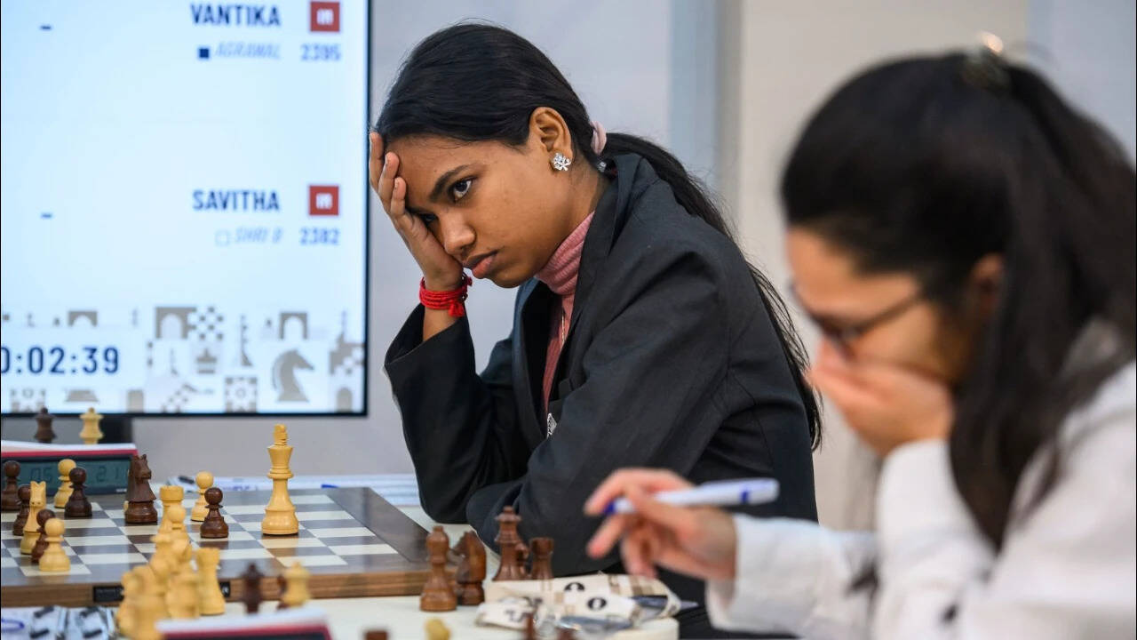 Savitha Shri in Round 10 of Chess Olympiad (Photo by Michal Walusza for FIDE)